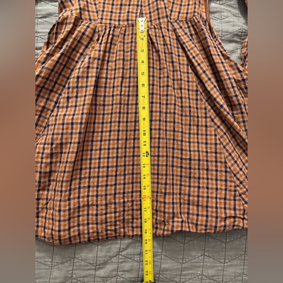 Son de Flor Checkered plaid Brown black linen Dress - Picture 14 of 16